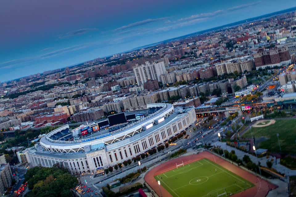 Yankee Stadium from aboard a FlyNYON aircraft