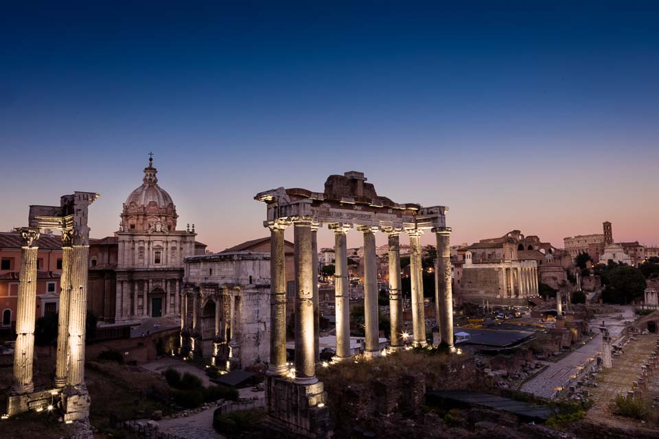 Forum Romanum in Rome, Italy at Sunset