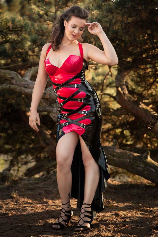 Eva in a Unique Latex Gown by Inner Sanctum in the Lommelse Sahara