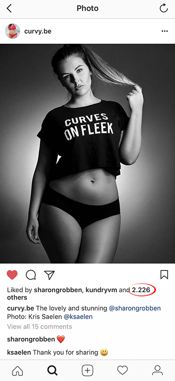Screenshot of Curvy.be Instagram