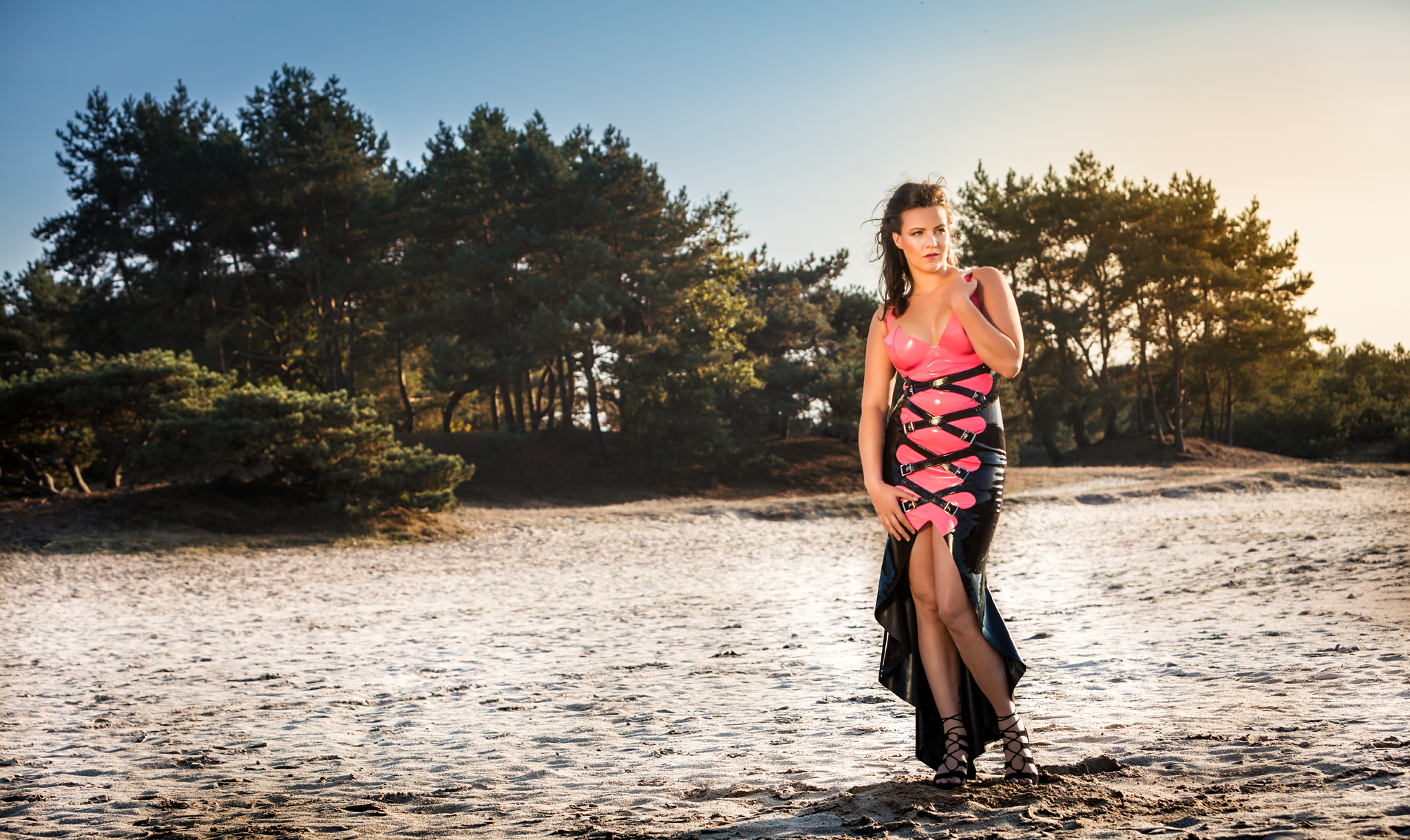 Eva Catches the Last Rays of Sun in a Latex Gown by Inner Sanctum