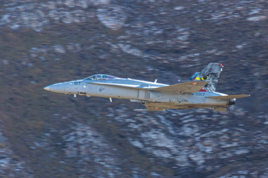 McDonnell Douglas F/A-18 Hornet of the Swiss Air Force at Axalp 2022 Airshow