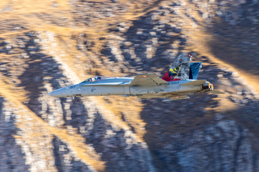 McDonnell Douglas F/A-18 Hornet of the Swiss Air Force at Axalp 2022 Airshow