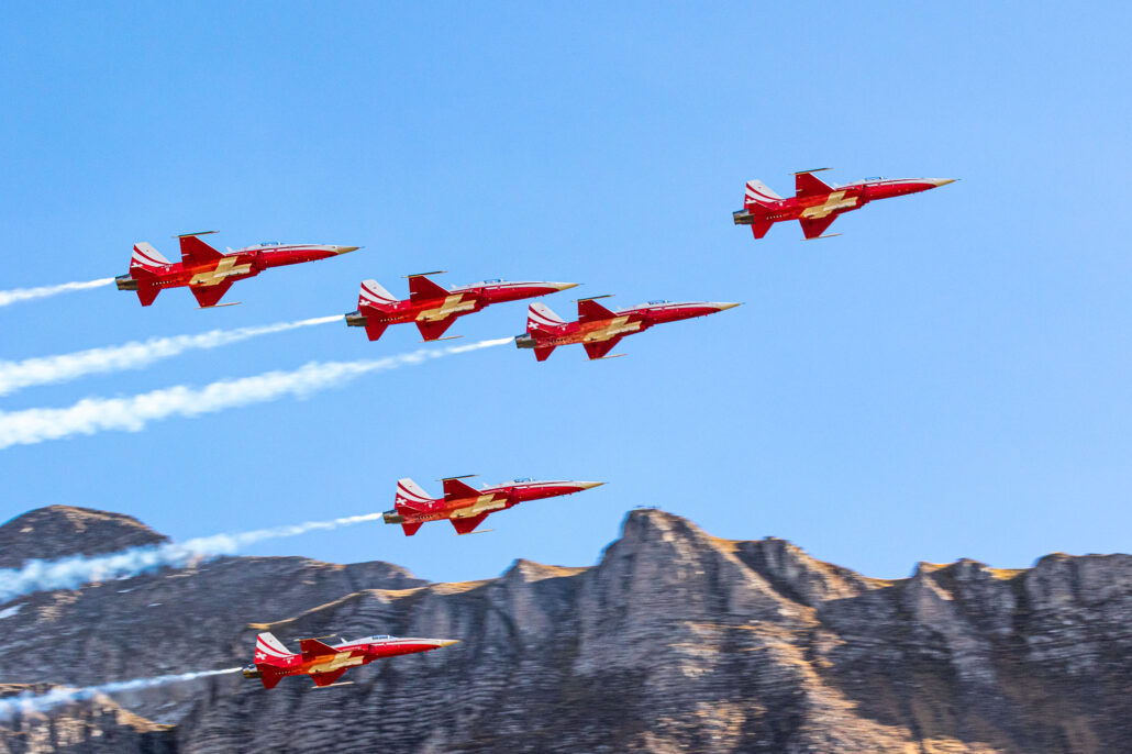 Patrouille Suisse of the Swiss Air Force Flying the Northrop Grumman F-5 Tiger II